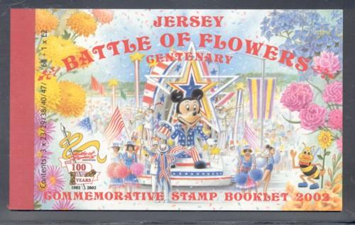 Jersey 1048a, 3 x 1047a 2002 Battle of Flowers stamp booklet mint NH