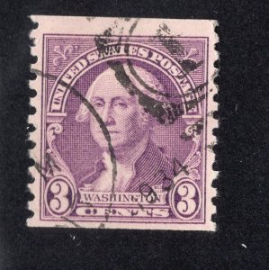 US 1932 3p purple Washington Coil, Scott 721 used, value = 25c