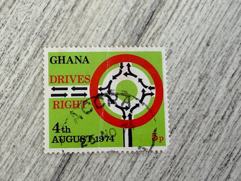 Ghana #530 Used, 5p, Traffic Diagram at Traffic Circle,  2024 SCV $0.25