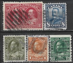 COLLECTION LOT 21609 CANADA 5 STAMPS 1908+ CV+$24