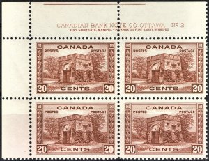 [st1428] CANADA 1938 Scott#243 MNH plate block Cat:$165