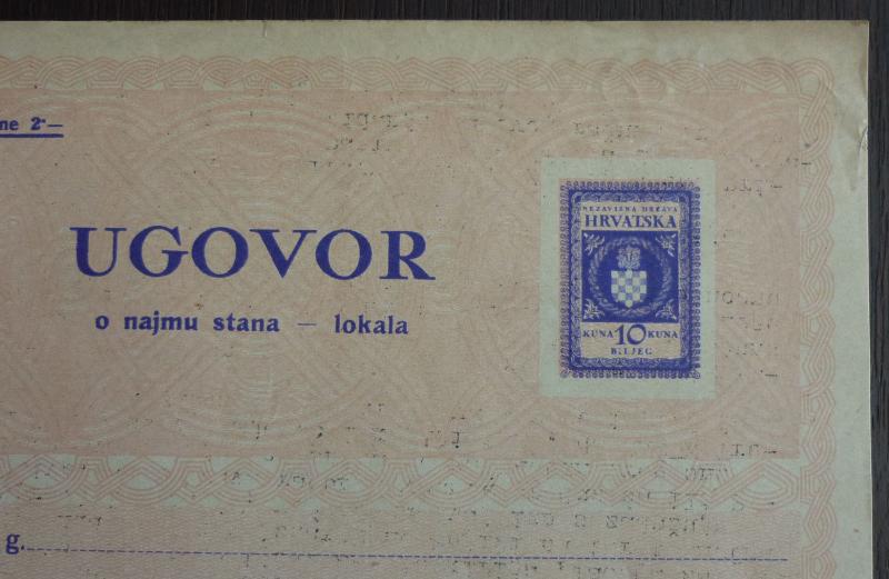 WWII CROATIA - NDH - RARE UNUSED DOCUMENT - IMPRINTED REVENUE STAMP RR!! J6