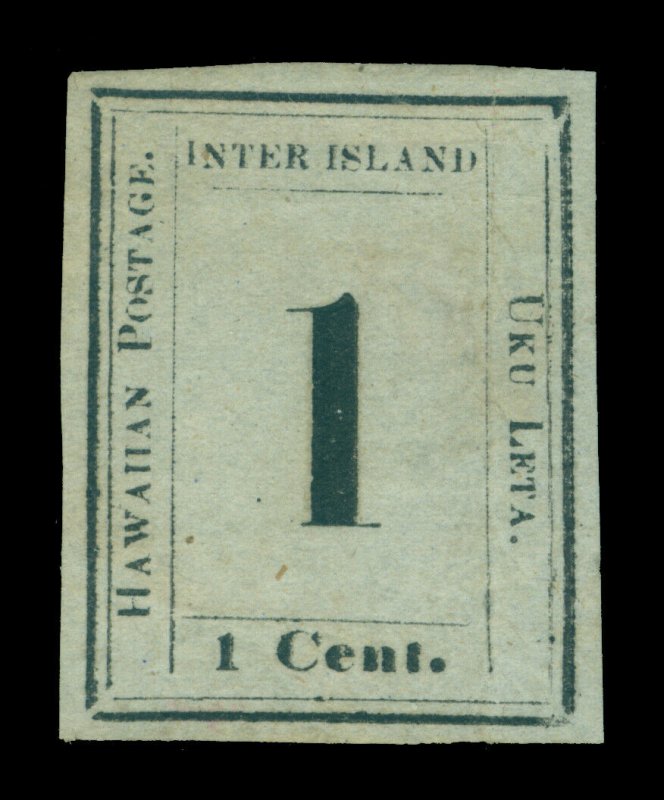 HAWAII 1863  Numerals  1c black, greyish Scott #15  4-A Type X  pos. 10  mint MH