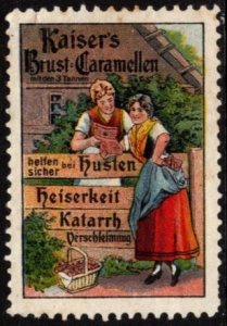 Vintage Germany Poster Stamp Kaiser's Best Caramels Sure To Help With Co...