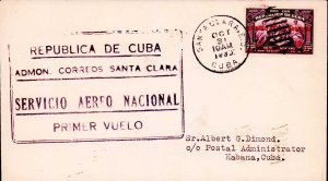 Cuba Air Mail Sc C3  Santa Clara to Havana 1930