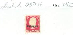 ICELAND #O50, Mint Hinged, Scott $25.00