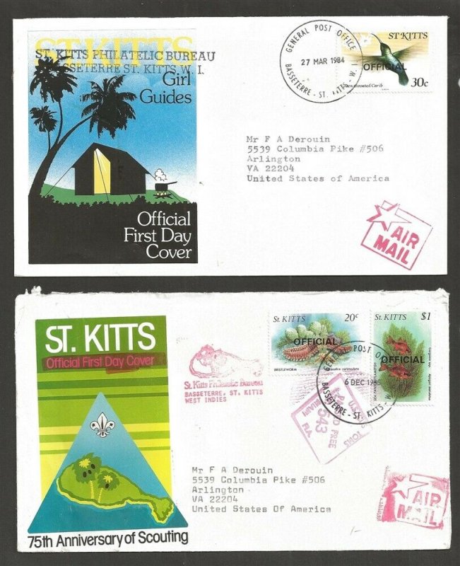 1981 St Kitts Girl Guides Boy Scouts cachet commercial usage 'Official'