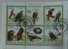 COMORES SHEET USED BIRDS OF PREY EAGLES