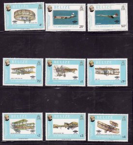 Belize-Sc#440-8- id9-unused NH set-Planes-Powered Flight-Aircraft-1979-