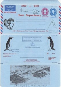 NEW ZEALAND 1979 PTPO 12c+14c aerogramme - Ross Dep Flight Anniv............K626 