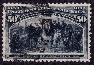 US Scott 240, 1893 Recall of Columbus, 50c slate blue, VF USED *Nicely Centered*