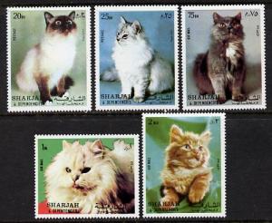 Sharjah 1972 Cats set of 5 unmounted mint (Mi 1030-34A)