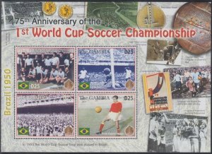 GAMBIA Sc# 2938a-d CPL MNH SHEET of 4, 75th ANN of WORLD CUP SOCCER CHAMPIONSHIP