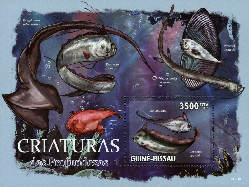 Ocean Deep Fishes Stamp Regalecus Glesne Chaunax Abei S/S MNH #4634 / Bl.753