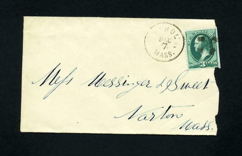 Cover from Athol, Massachusetts to Norton, Massachusetts dated 12-7-1870's