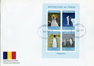 Chad 2019 FDC Penguins King Penguin 4v M/S Cover Pingouins Birds Stamps