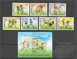 AZERBAIJAN #438-45 WORLD CUP-1994 MNH