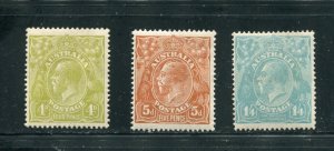 Australia 34, 36, 37 King George V All are Perf 14 and Mint Hinged