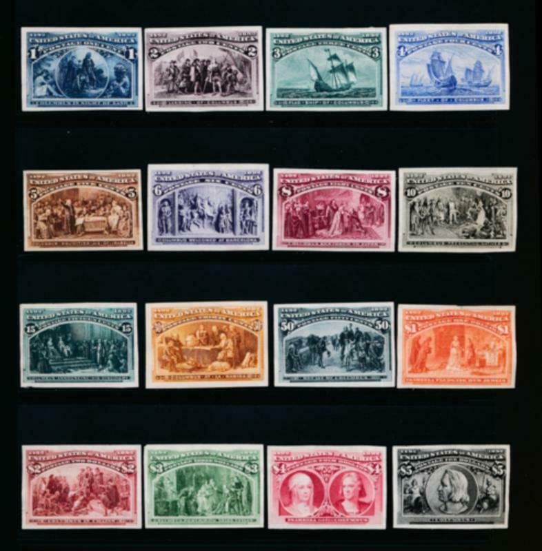 UNITED STATES (US) 230-245 P3 INDIA PROOFS CPL.SET GREAT COLOR & VF, SMALL THINS