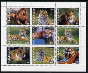 TATARSTAN - 1999 - Tigers - Perf 9v Sheet - Mint Never Hinged-Private Issue