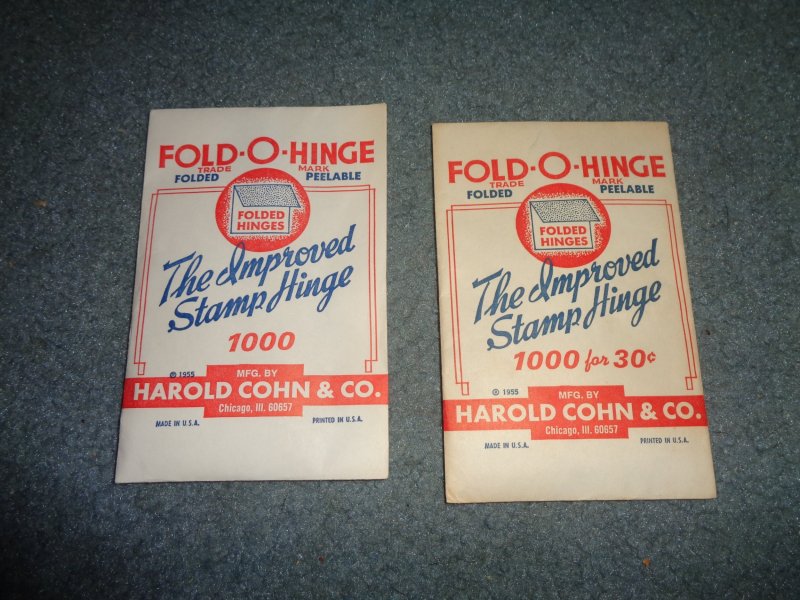 HAROLD COHN STAMP HINGES IN UNOPENED PACKAGES, LOT OF 2