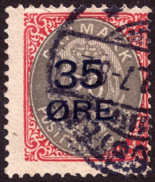 Denmark 1912 35ore on 20ore Grey and Red SG132 Used