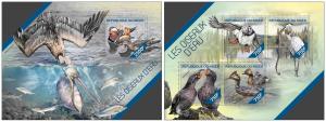 NIGER 2014 2 SHEETS nig14224ab WATER BIRDS DUCK PELICAN FISH