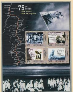 India Scott 2103a MNH Souvenir Sheet! Salt Satyagraha 75th Anniversary!