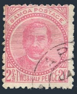 Samoa 14, used. Michel 15. King Malietoa Laupepa, 1892.