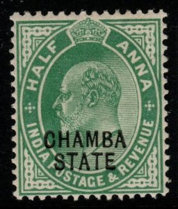 INDIA-CHAMBA SG41 1908 ½a GREEN MTD MINT