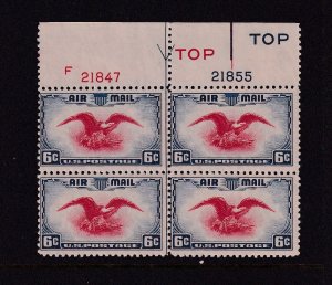 1938 Airmail 6c Sc C23 bi-color eagle and shield MNH plate block Type 2 (36