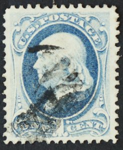 U.S. Used #156 1c Franklin, Superb. Large Margins. Vivid Color. A Gem!