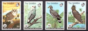 1978 Gambia Sc# 381-84 Birds of Abuko Nature Reserve II - WWF promo - MH Cv$75