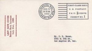 LAST DAY OF 3c FIRST CLASS POSTAL RATE 1958 - Meisel