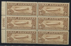 C14 Graf Zeppelin Air Mail Mint Plate Block of 6 Stamps BZ1658