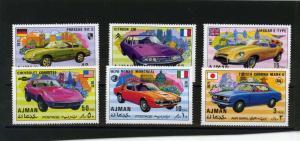 AJMAN 1971 OLD SPORT CARS SET OF 6 STAMPS PERF. MNH