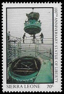 Sierra Leone #823 MNH; 70c Statue of Liberty - Torch Assembly (1987)