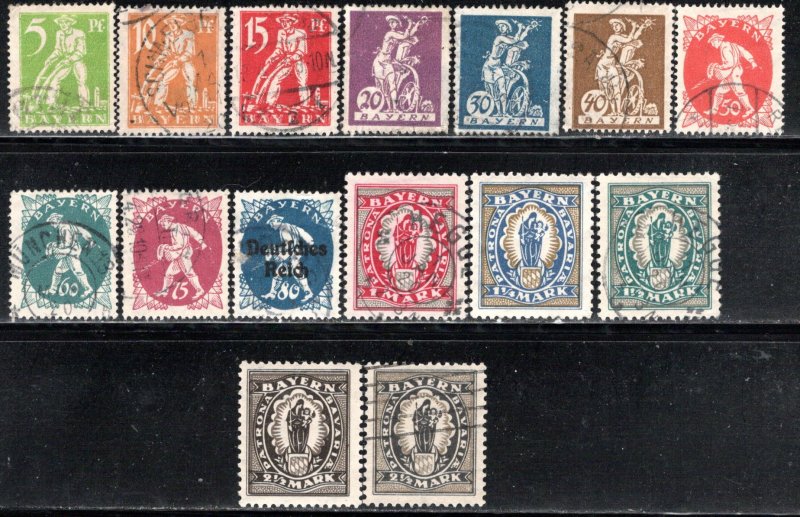 German States Bavaria Scott # 256 - 270, used