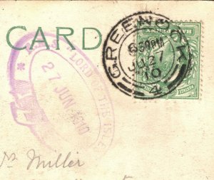 GB Scotland Card *LORD OF THE ISLES* STEAMER CACHET Greenock Renfrews 1910 M120a 