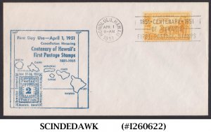 UNITED STATES 1951 CENTENARY OF HAWAII'S 1st POSTAGE STAMPS FIRST DAY US...