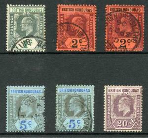 British Honduras SG80/83 KEVII Set plus shades wmk Crown CA (1c tone spot) Used 