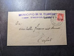 1951 British Occupied Libya Tripolitania Overprint Cover Bianchi to Tripoli