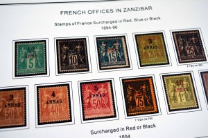 COLOR PRINTED FRENCH OFFICES ABROAD 1885-1944 STAMP ALBUM PAGES (66 ill. pages)