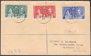 ST HELENA 1937 Coronation set on registered FDC to UK......................a3717