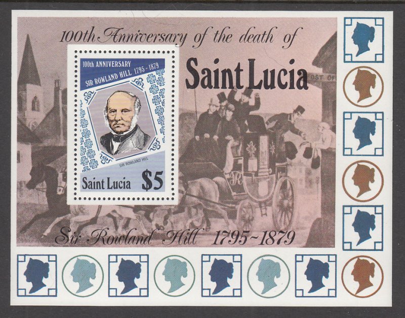 St Lucia 482 Rowland Hill Souvenir Sheet MNH VF