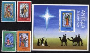 Antigua 552-6 MNH Christmas, Stained Glass Windows, Holy Family