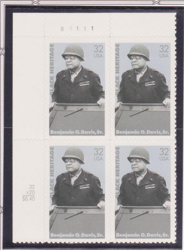 3121 3121a Benjamin O. Davis 1997 32c MNH UL PB4 B1111