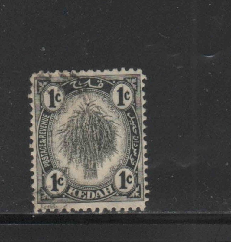 MALAYA-KEDAH #2  1919  1c  SHEAF OF RICE  F-VF  USED