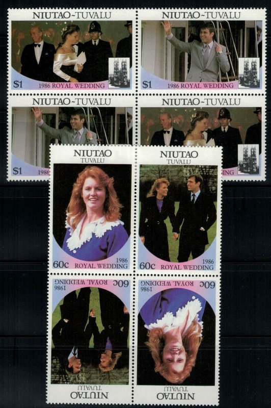 ZAYIX Royal Wedding Andrew & Fergie MNH Tuvalu - Niutao 51-52 - Blocks 