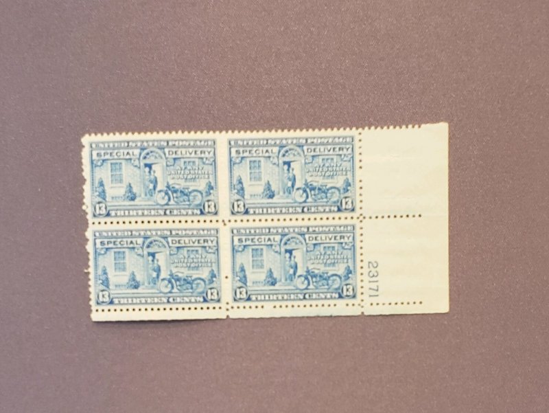 E17, 1944 Rotary 13c, Plate Block, Mint OGNH, Perfs funky on right, CV $5.00